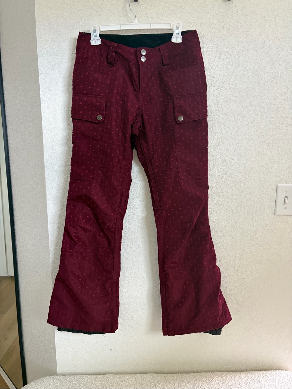 Pulse Insulated Snow Ski Snowboard Pants XS Burgundy Waterproof Cargo Winter